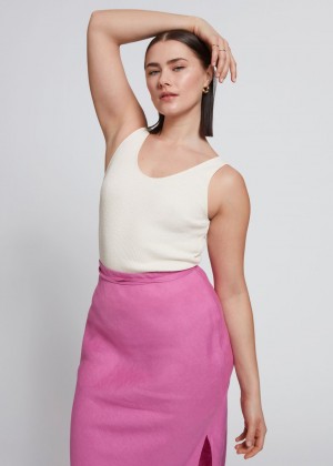 Topy & Other Stories Slim-Fit Rebrovaný Silk Blend Damske Biele | SK-UA3984670