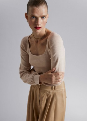 Topy & Other Stories Slim-Fit Soft Knit Damske Béžové | SK-MG3714058