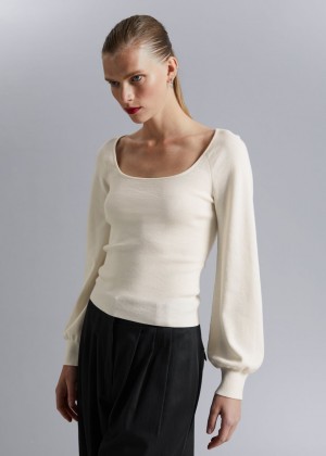 Topy & Other Stories Slim-Fit Soft Knit Damske Biele | SK-LH2456718