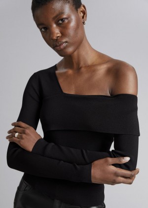Topy & Other Stories Slim One-Shoulder Damske Čierne | SK-CX8136029