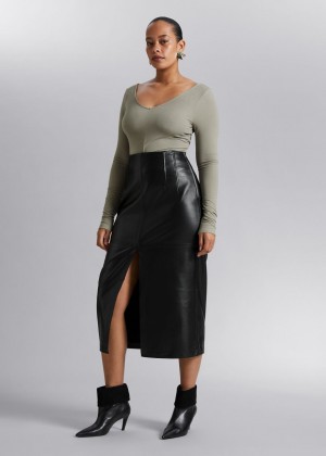 Topy & Other Stories Slim V-Neck Damske Hnede | SK-JS4683209