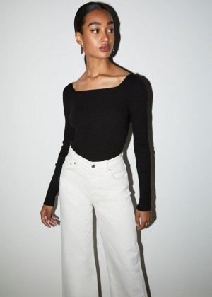 Topy & Other Stories Square-Neck Knit Damske Čierne | SK-RI9024517