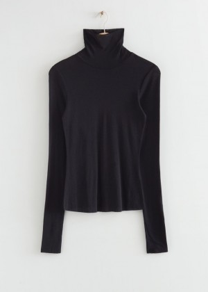Topy & Other Stories Turtleneck Vlna Damske Čierne | SK-TR1508674