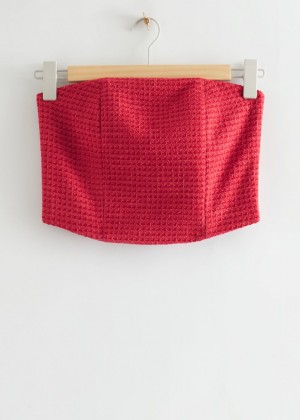 Topy & Other Stories Tweed Bustier Cropped Damske Červené | SK-LF3258940