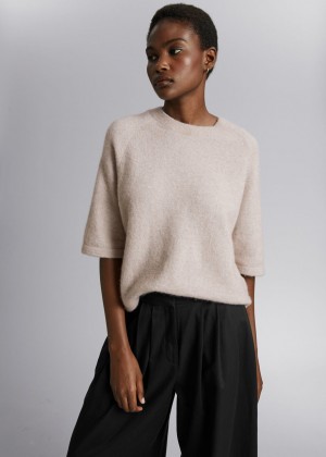 Tricko & Other Stories Boxy Alpaca Knit Damske Béžové | SK-OM2561438