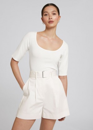 Tricko & Other Stories Fitted Soft Square-Neck Damske Biele | SK-BW4502873