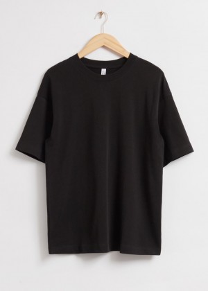 Tricko & Other Stories Oversized Bavlnene Jersey Damske Čierne | SK-RC5310264